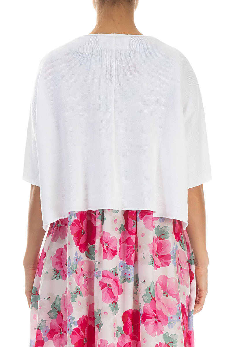 Pintuck Front White Linen Cardigan 2