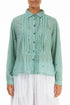 Pintucks Mint Embroidered Petals Cotton Shirt 1