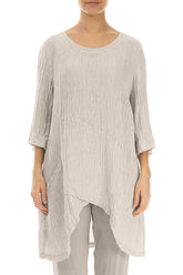 Pocket Crinkled Beige Silk Tunic 1