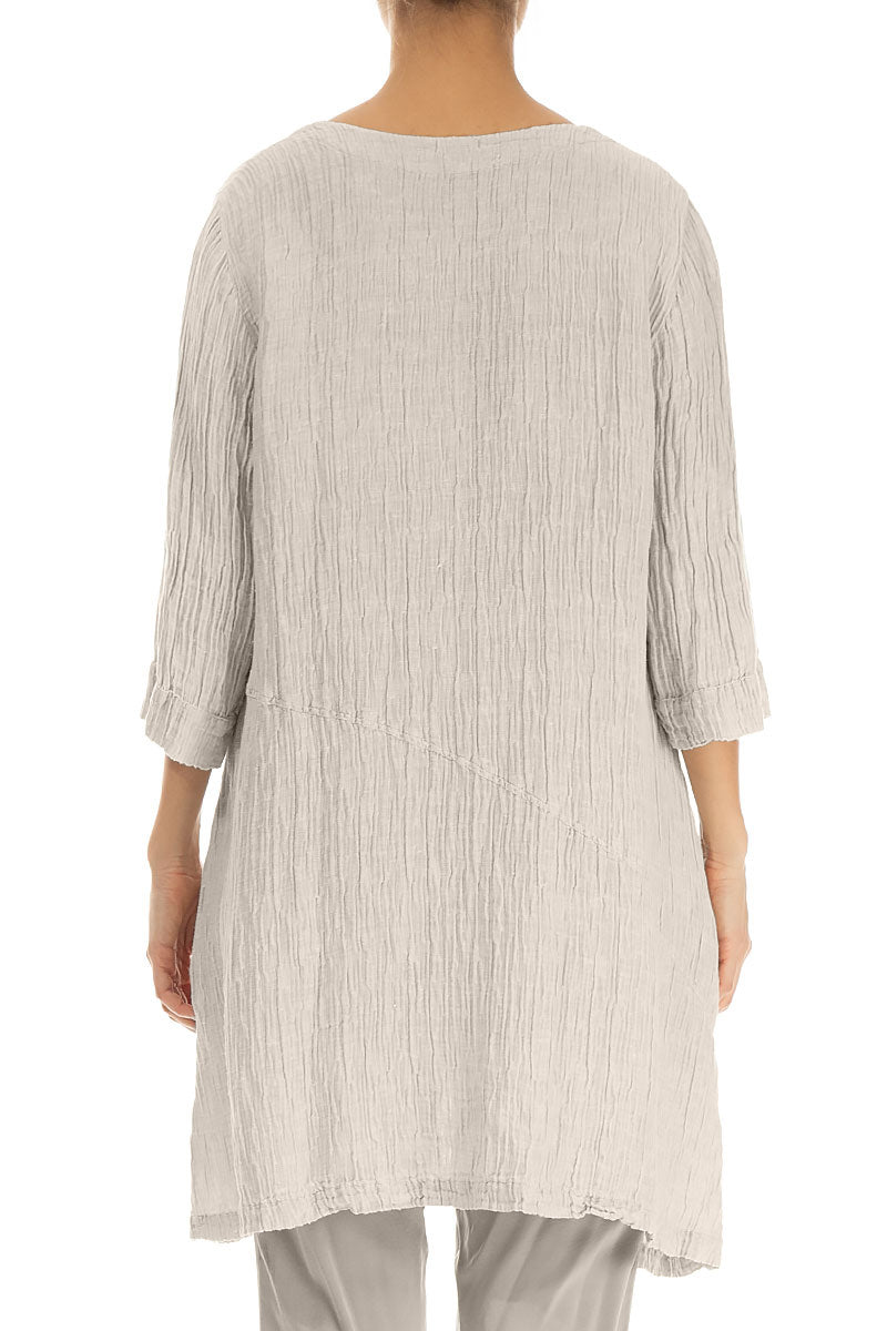 Pocket Crinkled Beige Silk Tunic 2