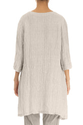 Pocket Crinkled Beige Silk Tunic 2