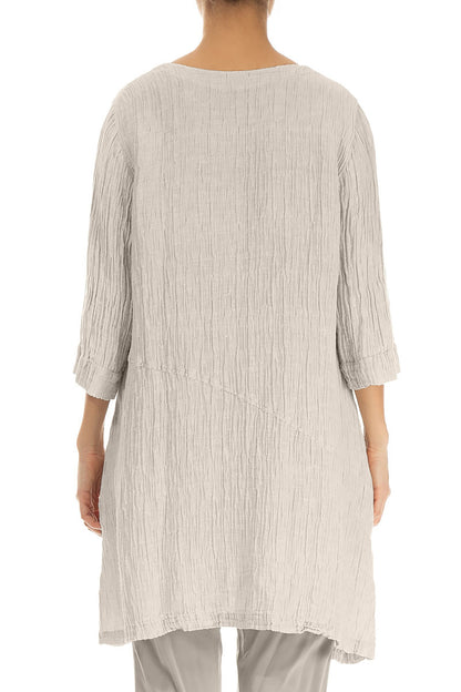 Pocket Crinkled Beige Silk Tunic 2