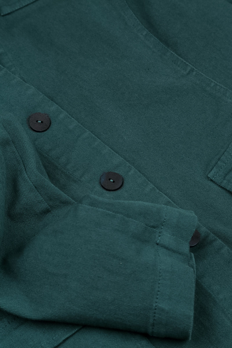 Veste en coton denim turquoise profond à ourlet pointu