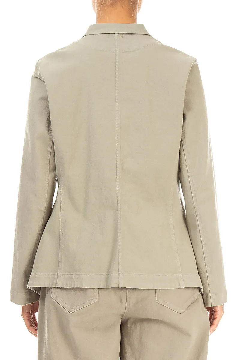 Pointed Hem Olive Grey Denim Cotton Jacket 2