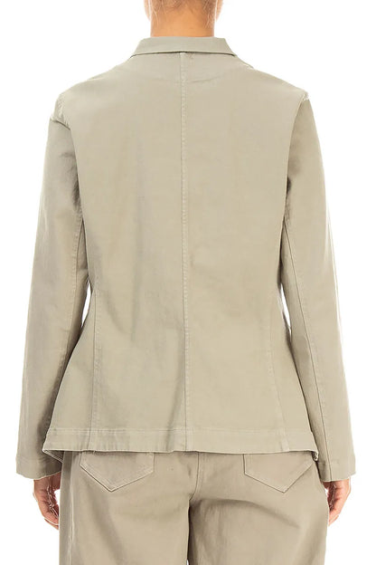 Pointed Hem Olive Grey Denim Cotton Jacket