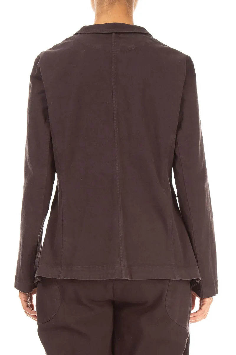 Pointed Hem Truffle Brown Denim Cotton Jacket 2