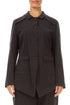 Pointed Hem Warm Charcoal Denim Cotton Jacket 1