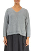 Pointelle Hem Grey Linen Jumper 1