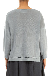 Pointelle Hem Grey Linen Jumper 2