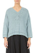 Pointelle Hem Sky Blue Linen Jumper 1