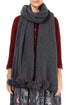 Pom-Pom Edge Dark Grey Wool Scarf 1
