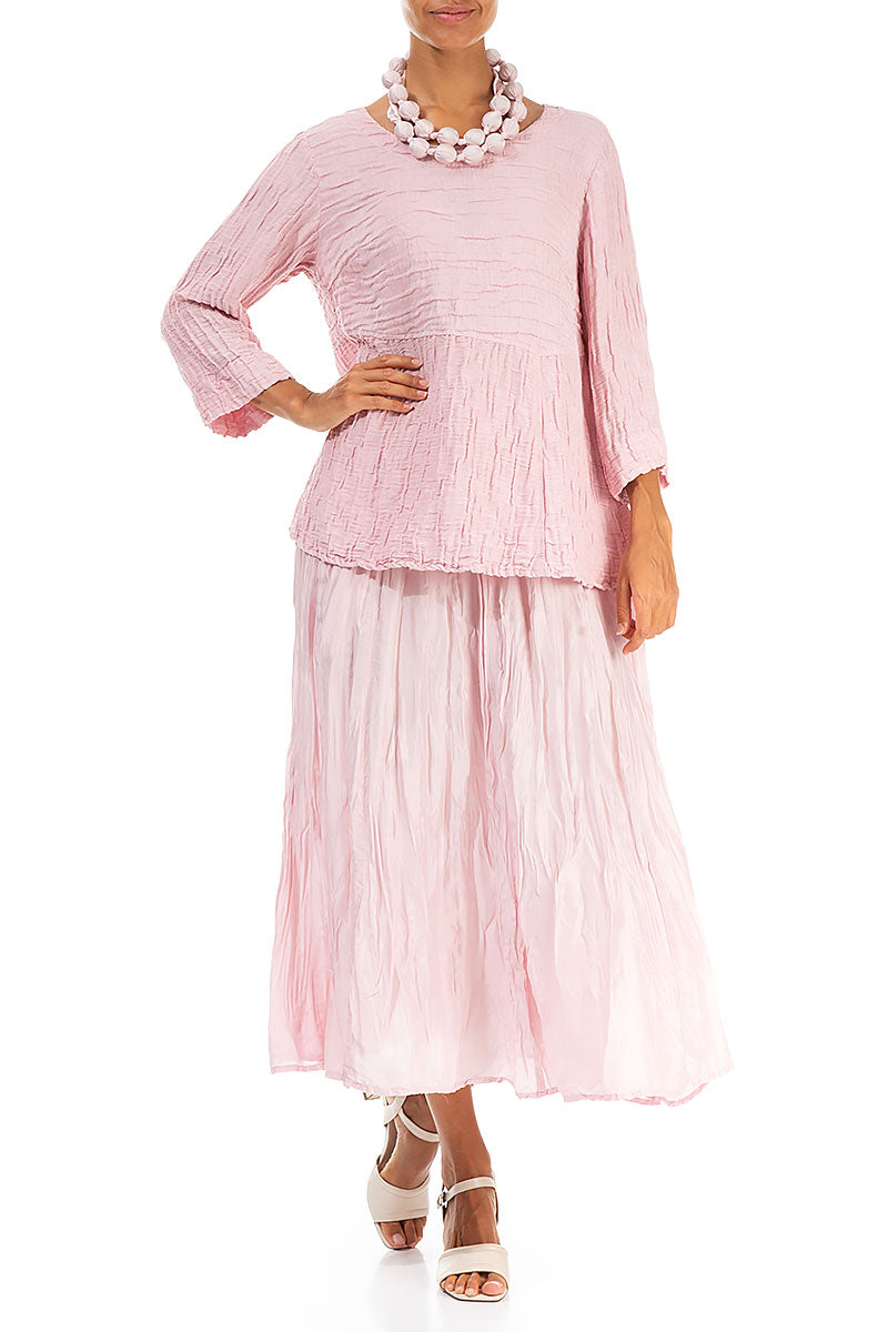 Puderrosa Halskette mit Seidenperlen