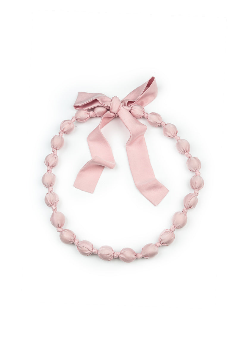 Powder Pink Silk Bead Necklace 4