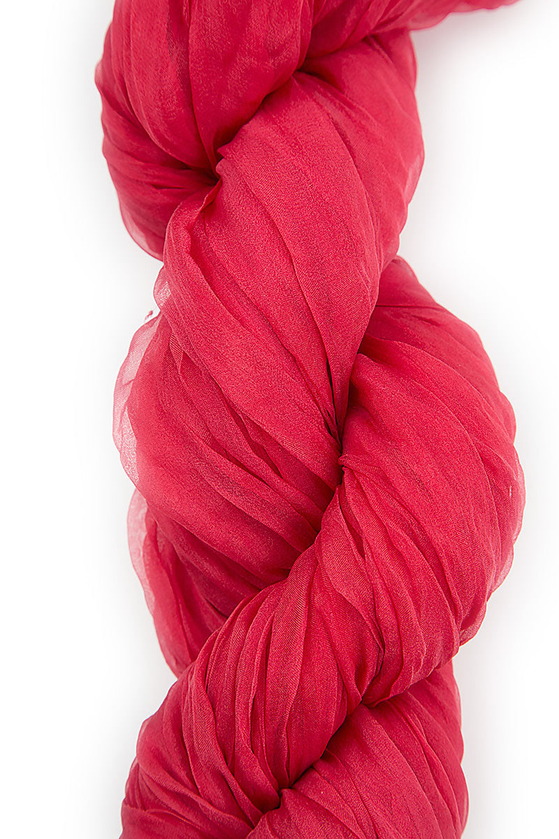 Raspberry Crumpled Silk Chiffon Scarf 6