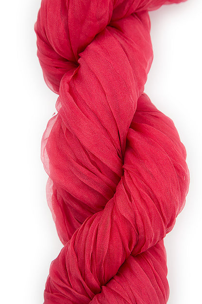 Raspberry Crumpled Silk Chiffon Scarf 6