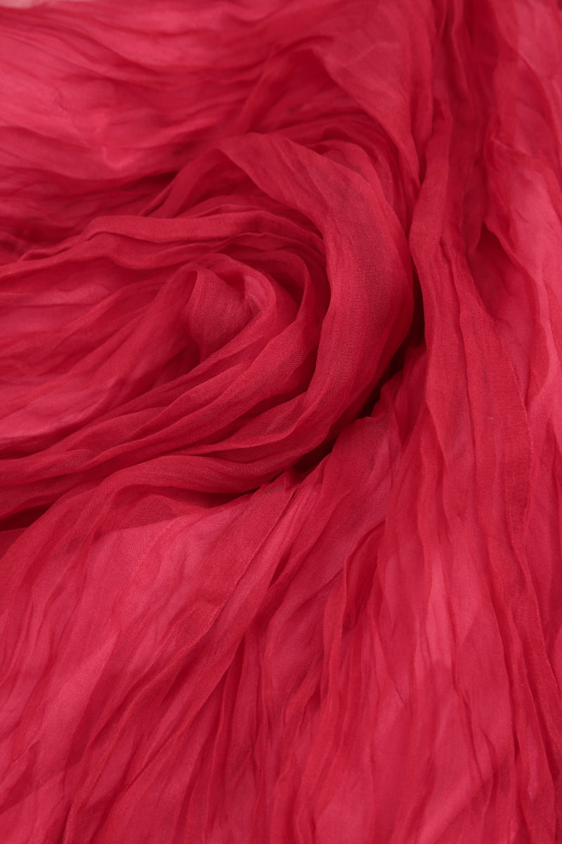 Raspberry Crumpled Silk Chiffon Scarf 7
