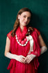 Raspberry Crumpled Silk Chiffon Scarf 1