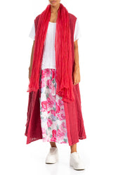 Raspberry Crumpled Silk Chiffon Scarf 4
