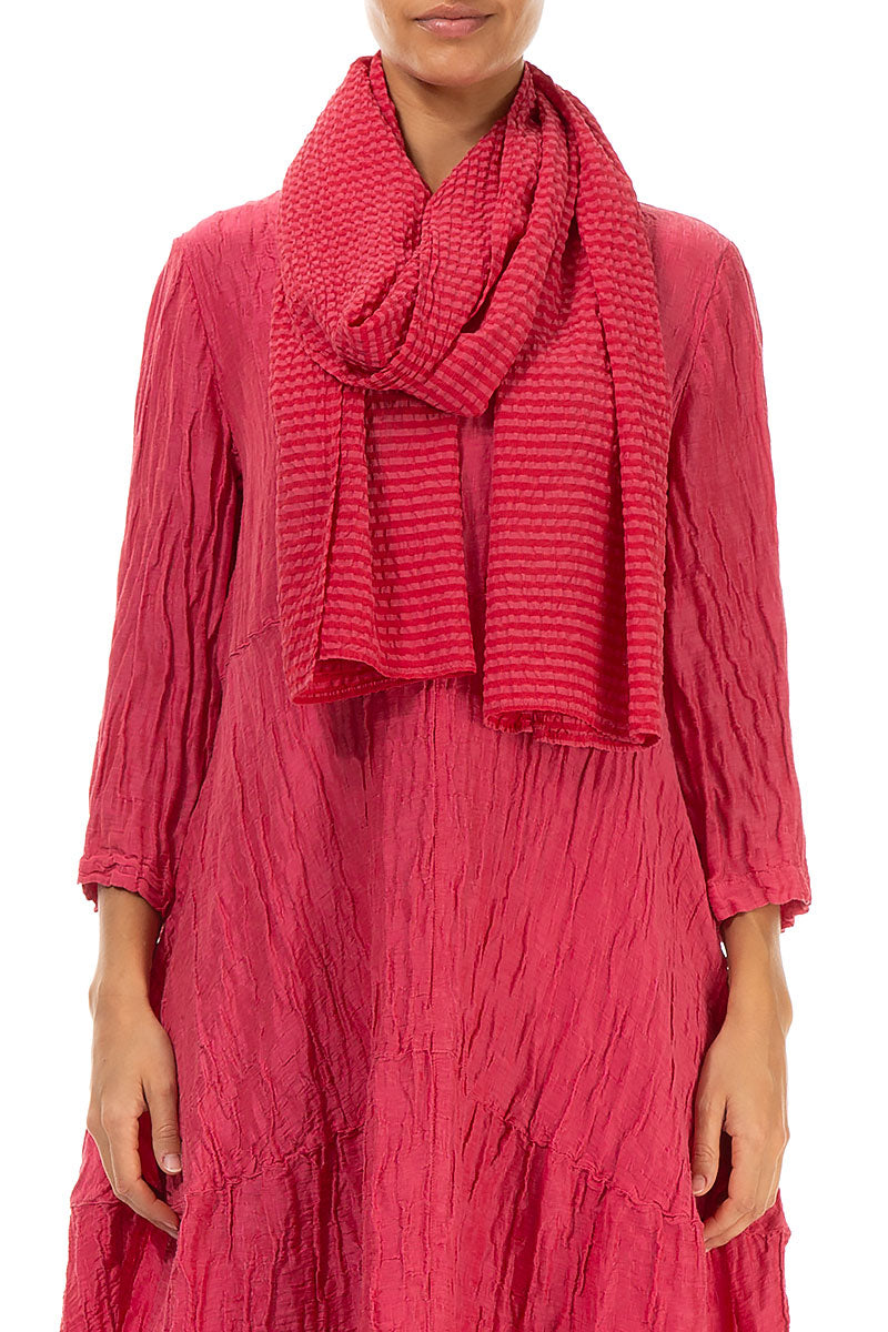 Raspberry Textured Silk Scarf 1