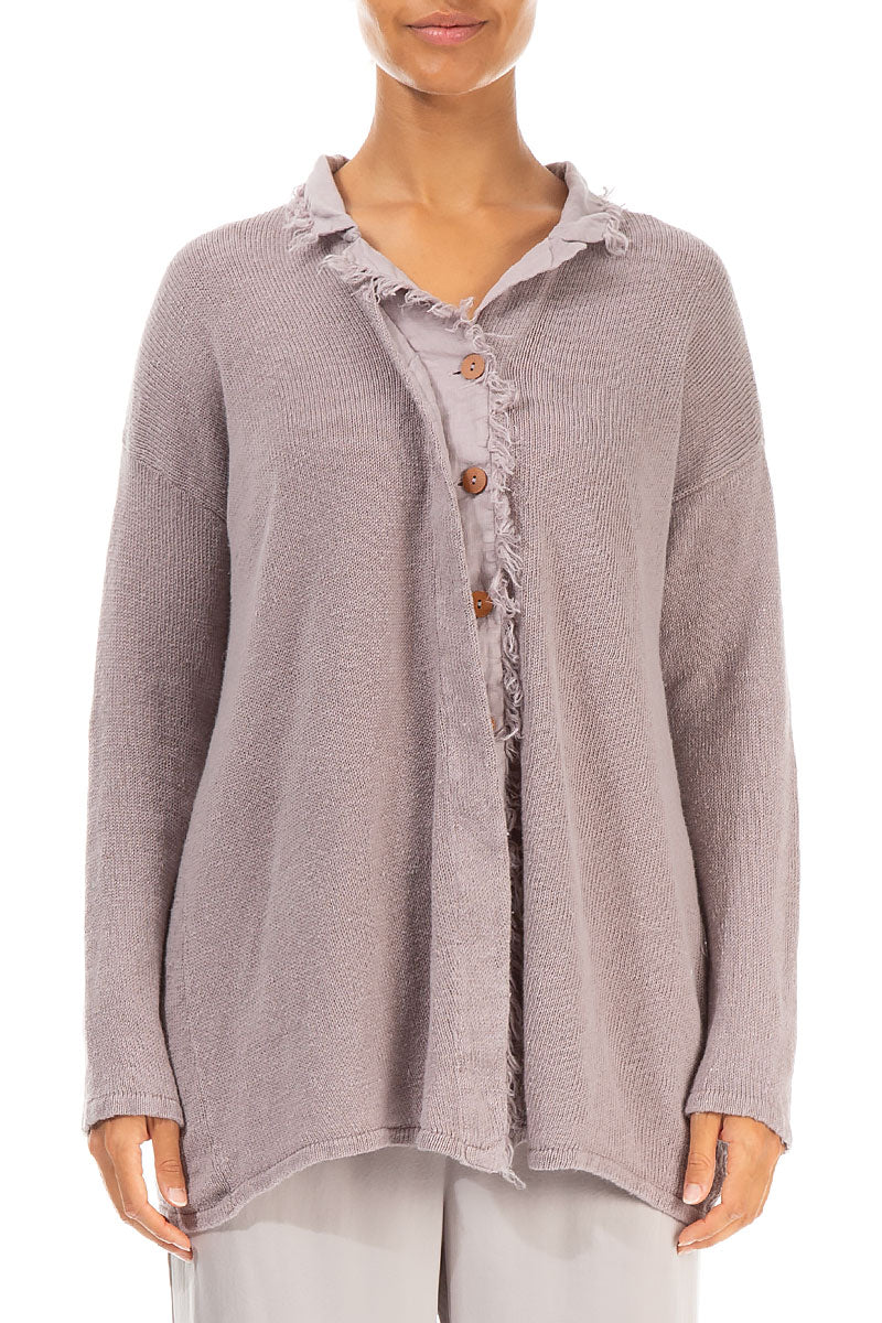 Raw Edge Greige Linen Cardigan 1