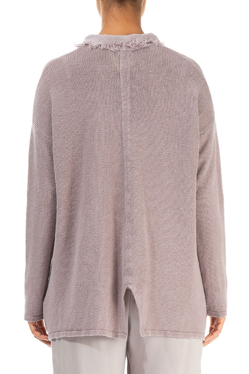 Raw Edge Greige Linen Cardigan 2