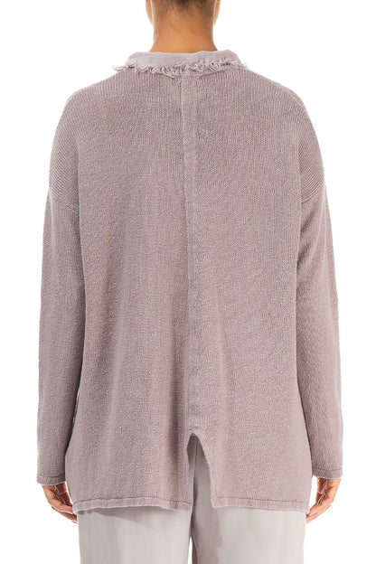 Raw Edge Greige Linen Cardigan 2