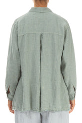 Raw Edge Laurel Green Grid Check Linen Shirt 2