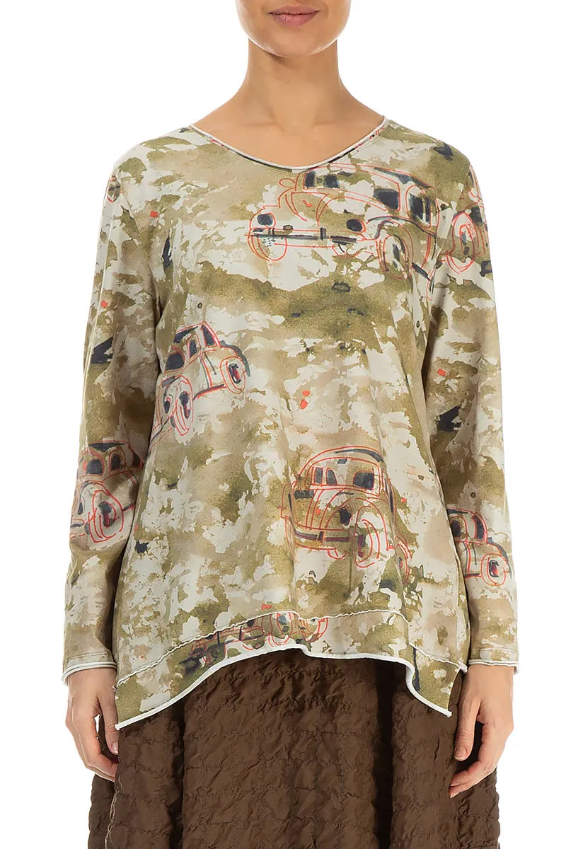 Raw Edge Retro Cotton Blouse