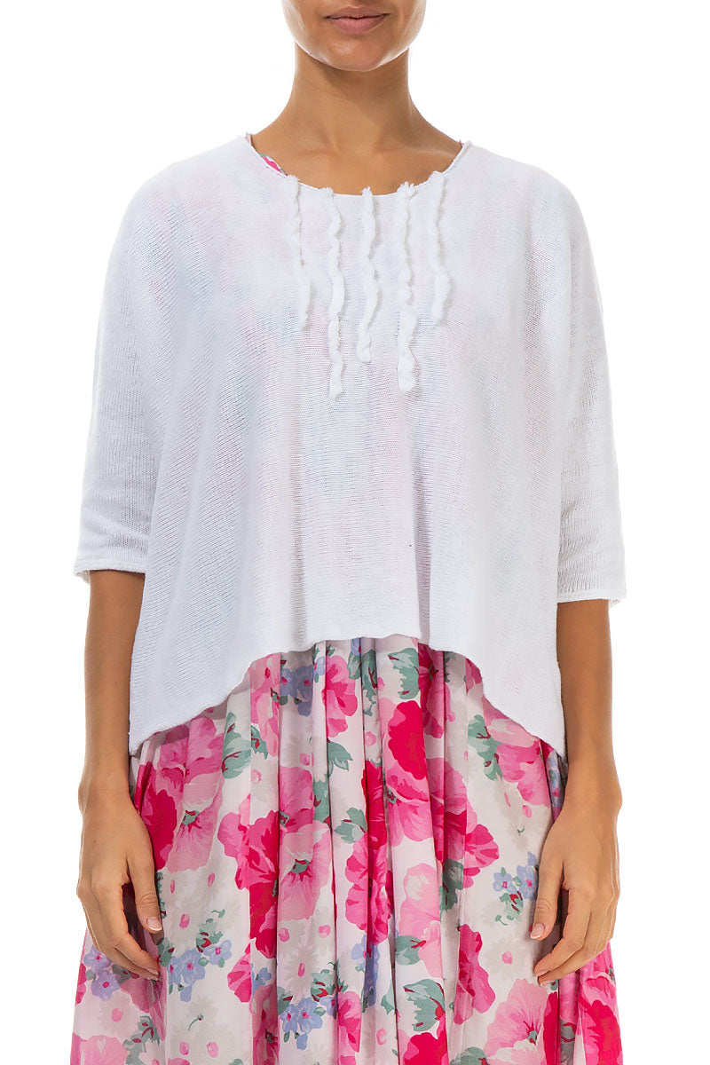 Raw Fringe White Linen Jumper 1