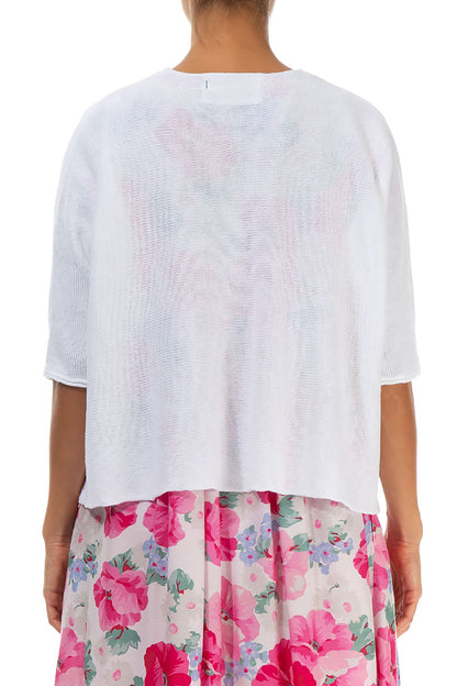 Raw Fringe White Linen Jumper 2