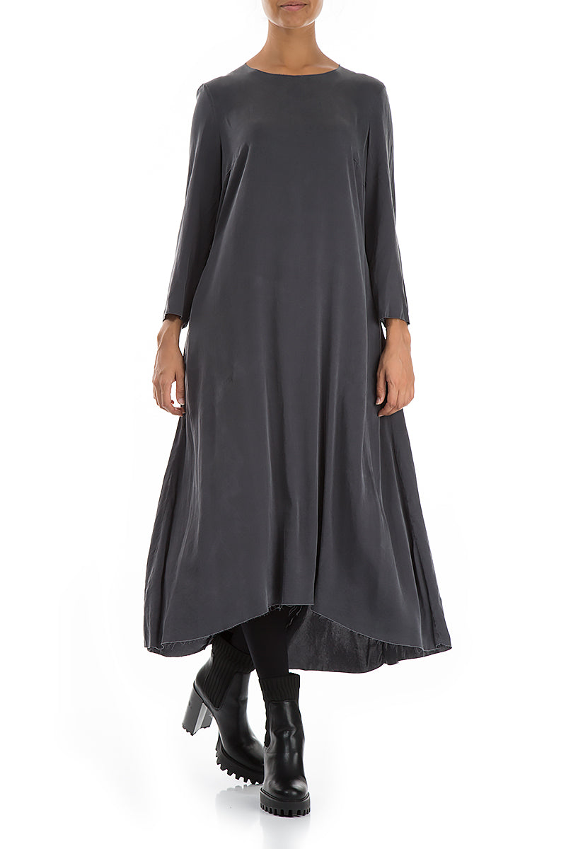 Raw Trims Anthracite Silk Dress 3