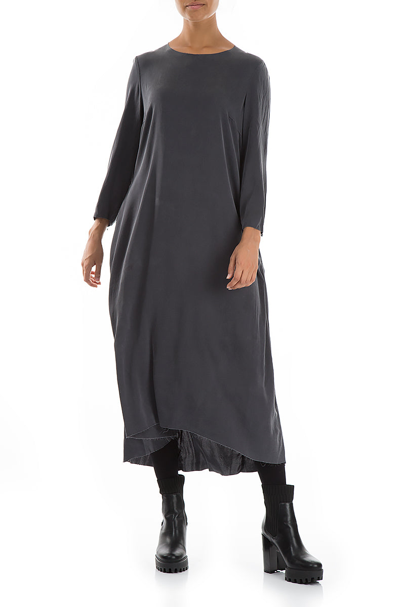 Raw Trims Anthracite Silk Dress 4