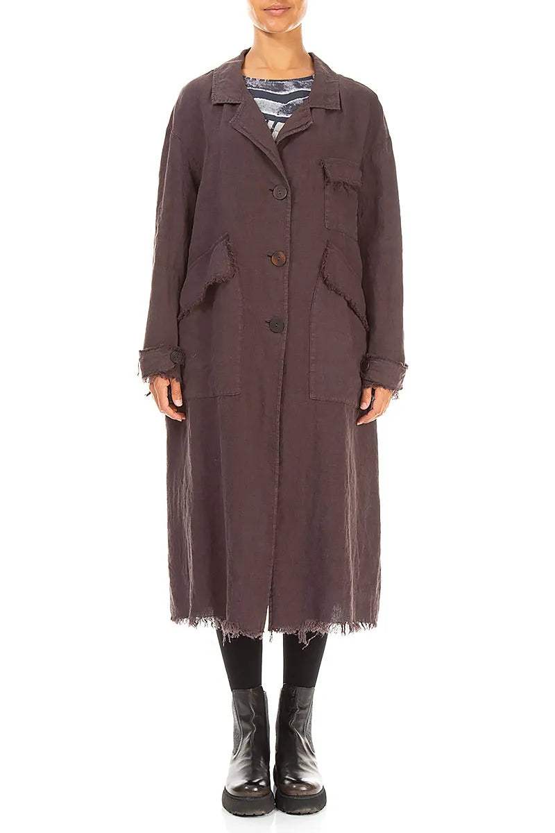 Raw Truffle Brown Linen Jacket Coat 1