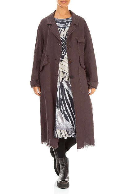 Raw Truffle Brown Linen Jacket Coat