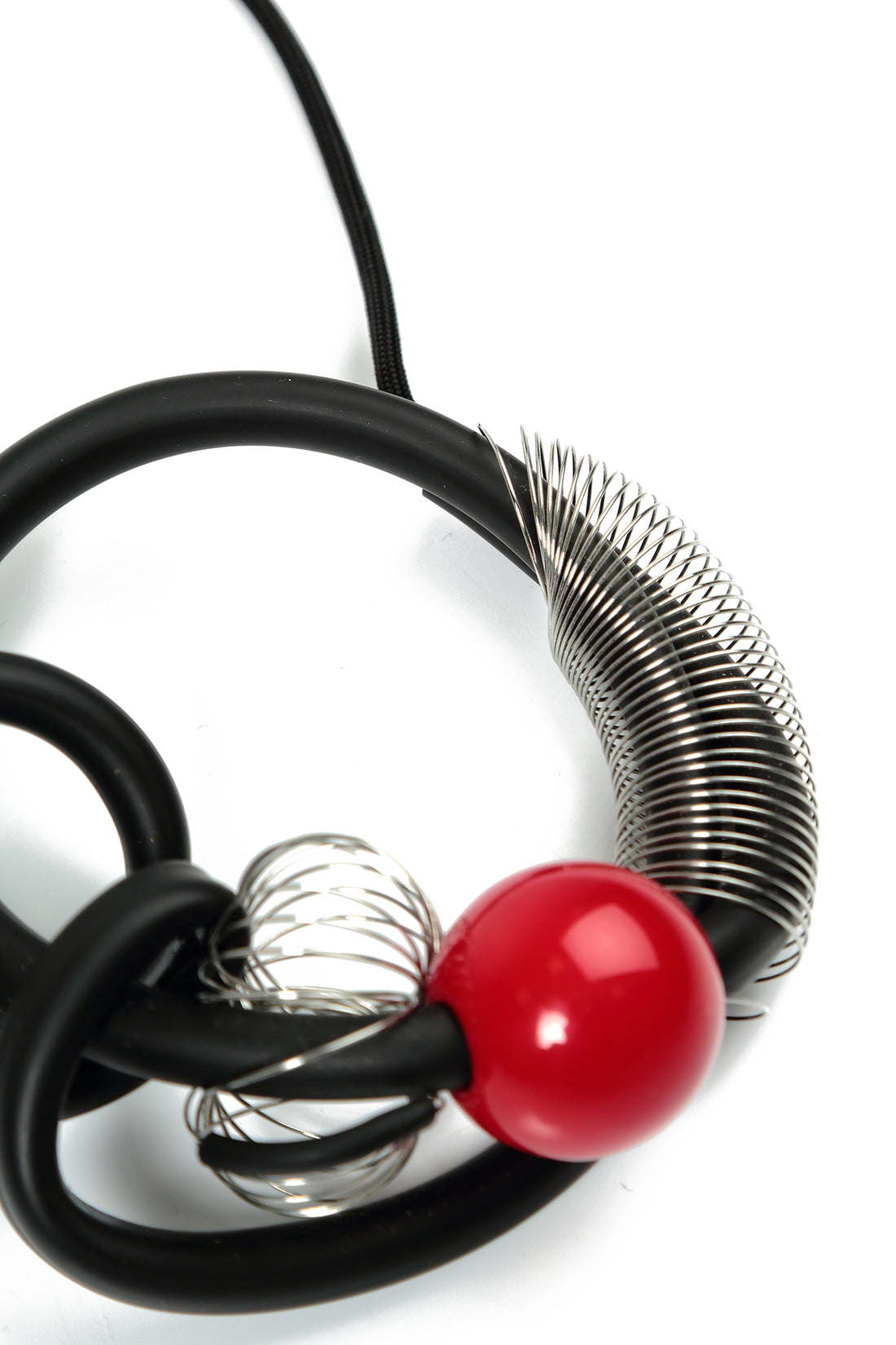 Red Sphere Metal Coil Necklace