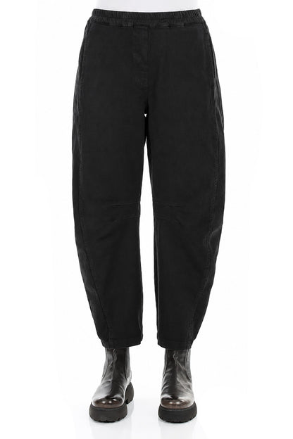 Relaxed Barrel Black Denim Cotton Trousers 1