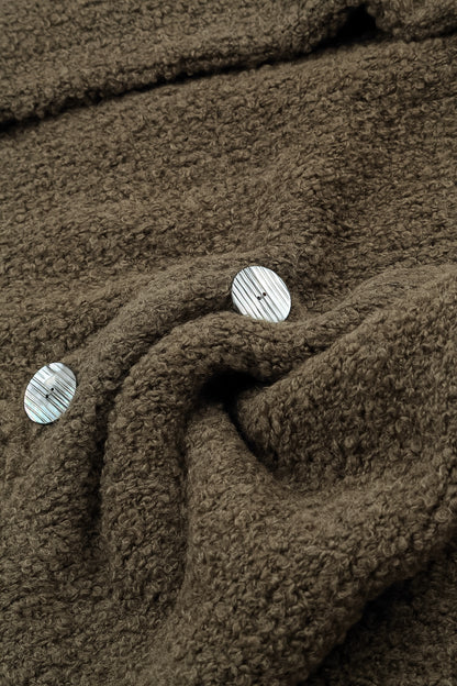 Relaxed Buttoned Moss Brown Alpaca Wool Cardigan 5
