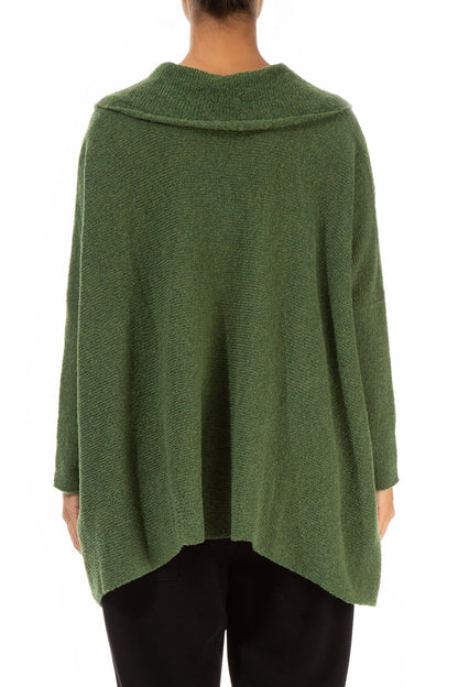 Relaxed Collar Dark Sage Wool Sweater 2