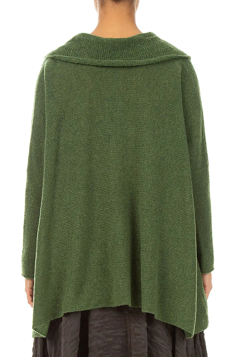 Relaxed Collar Dark Sage Wool Sweater 3