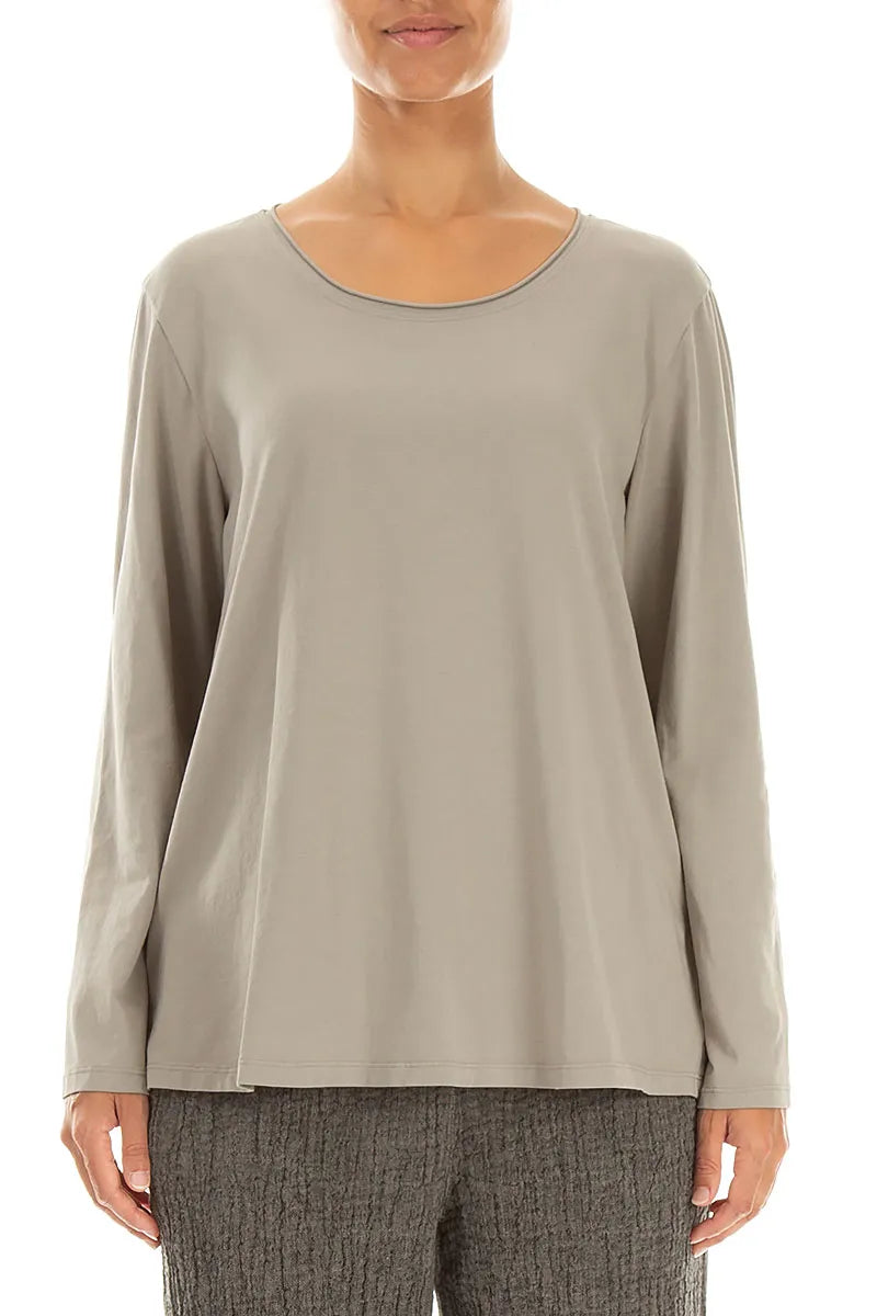Lockere Bluse aus olivfarbener Baumwolle