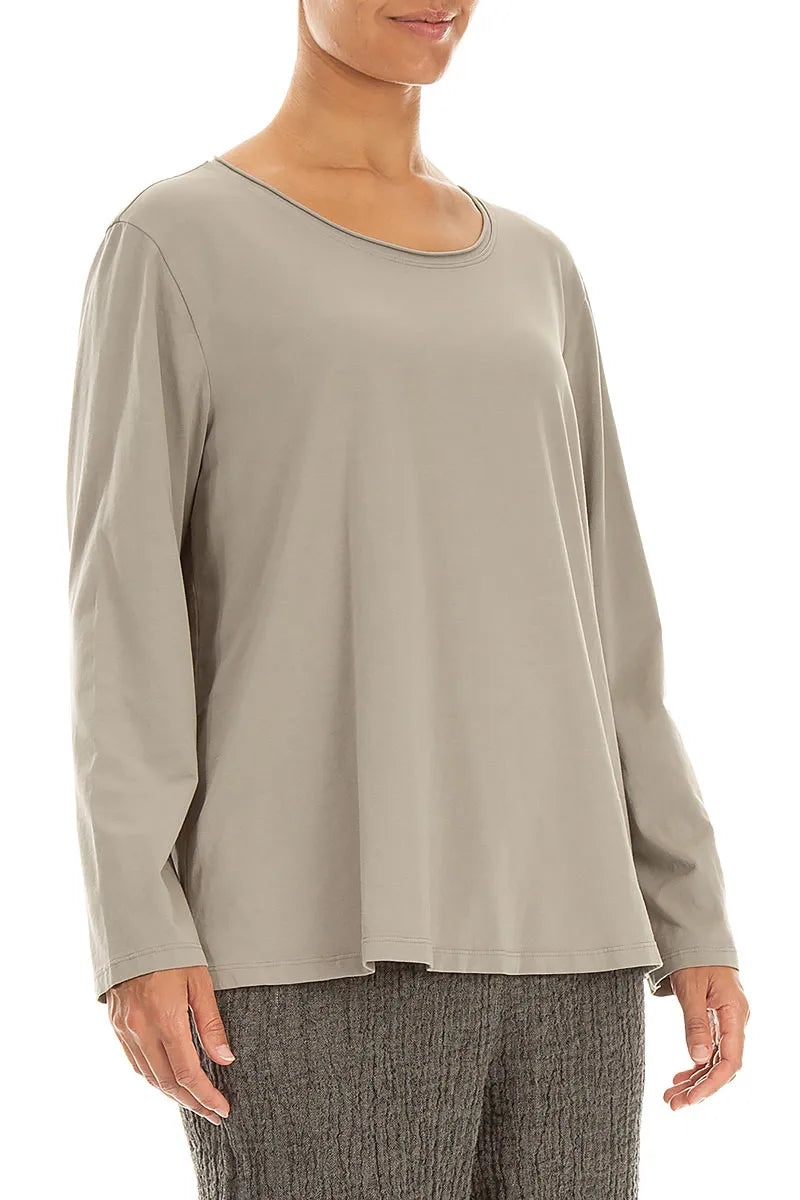 Lockere Bluse aus olivfarbener Baumwolle