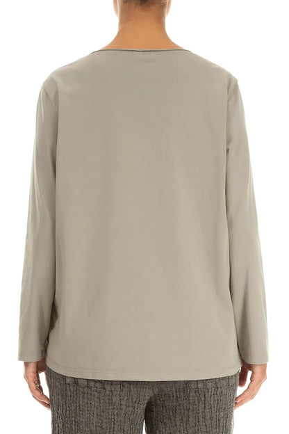 Lockere Bluse aus olivfarbener Baumwolle
