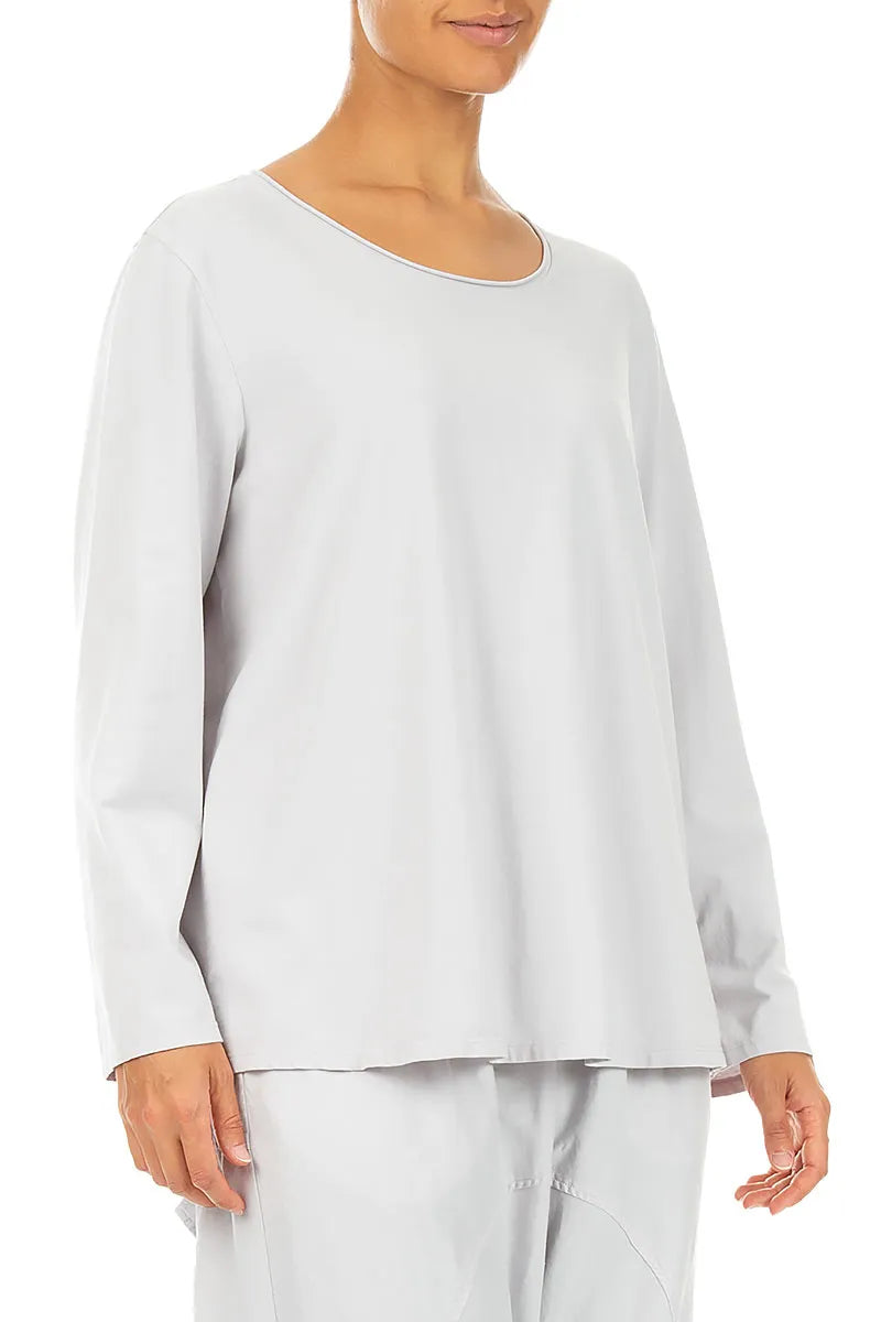 Relaxed Pearl Grey Cotton Blouse 3
