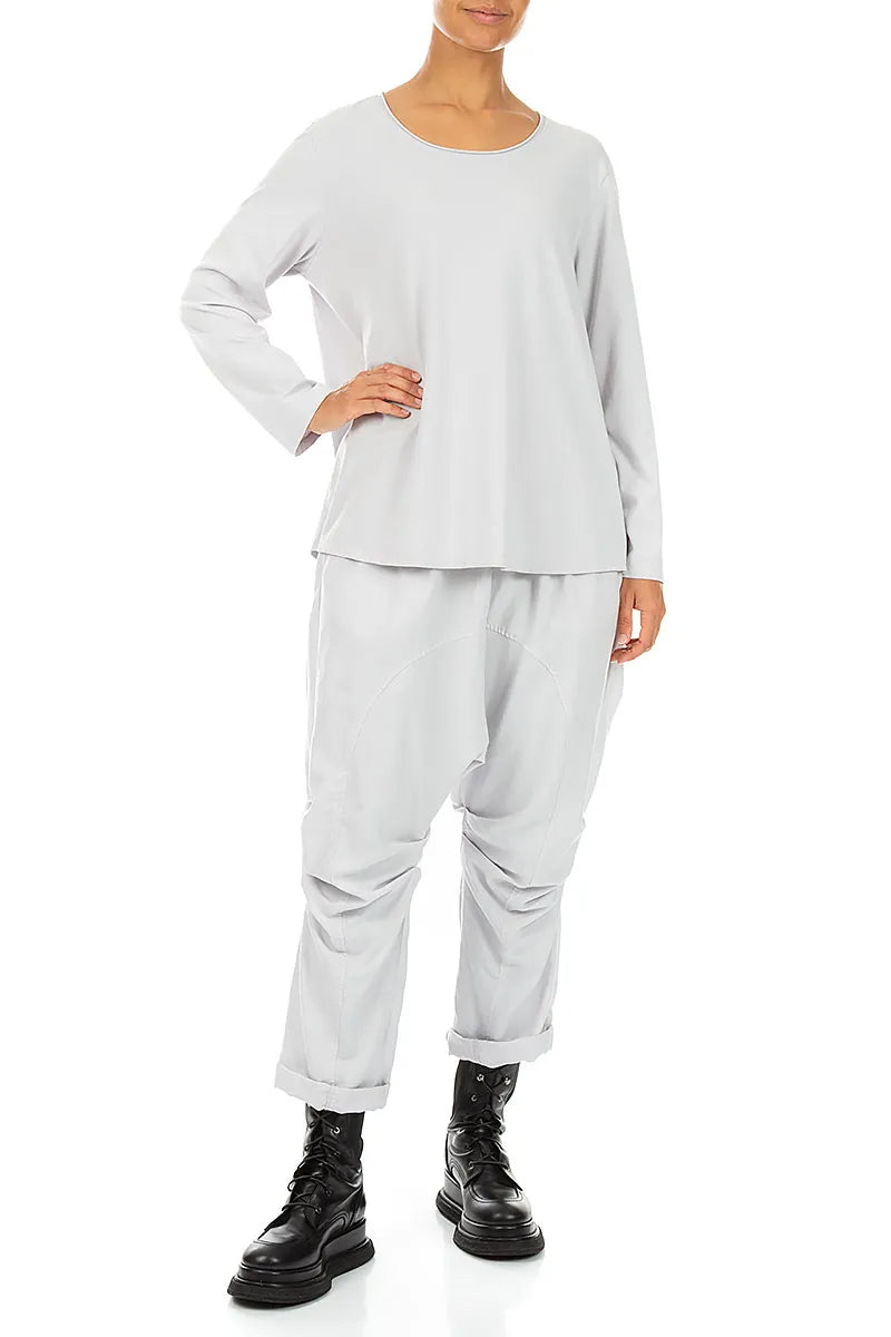 Relaxed Pearl Grey Cotton Blouse 4