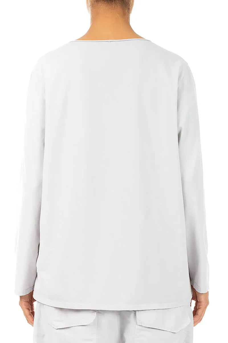 Relaxed Pearl Grey Cotton Blouse 2