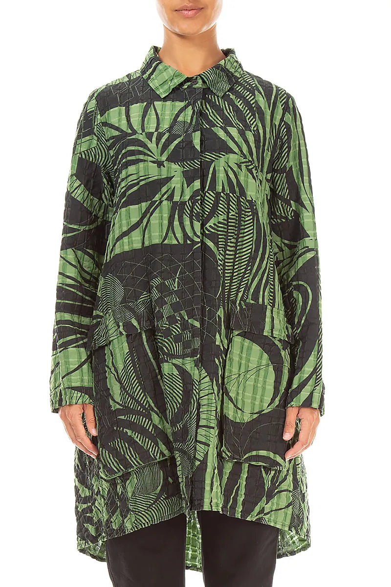 Veste décontractée vert trèfle Orbit à carreaux en lin et coton