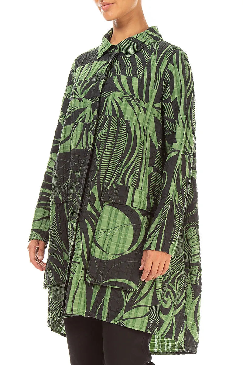 Veste décontractée vert trèfle Orbit à carreaux en lin et coton