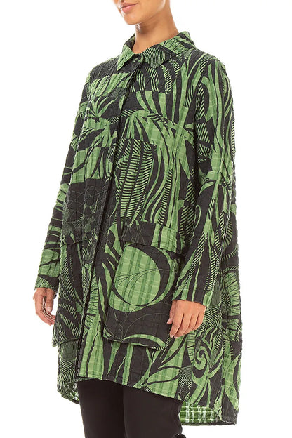 Veste décontractée vert trèfle Orbit à carreaux en lin et coton