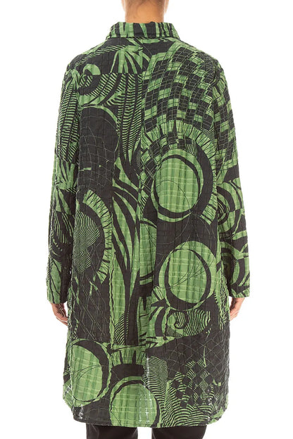 Veste décontractée vert trèfle Orbit à carreaux en lin et coton