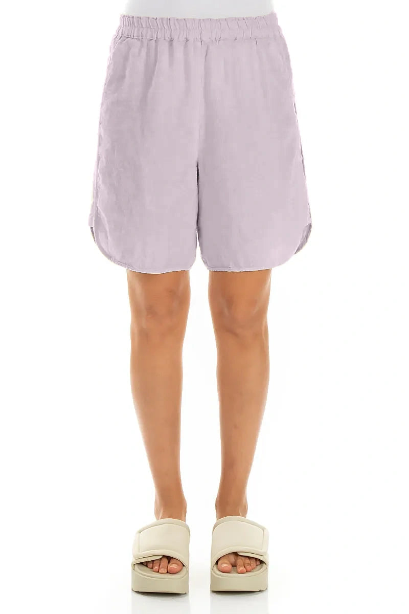 Relaxed Side-Slit Lilac Linen Shorts 1